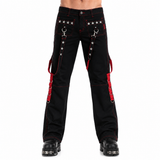 Prime Quality Gothic Men's Punk Goth Emo Bondage Star Black Red Pants
