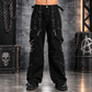 Men Handmade Gothic Bondage Trouser Grey Thread Cyber Pant Punk Shorts Metal Studs Pants/Gothic Pant