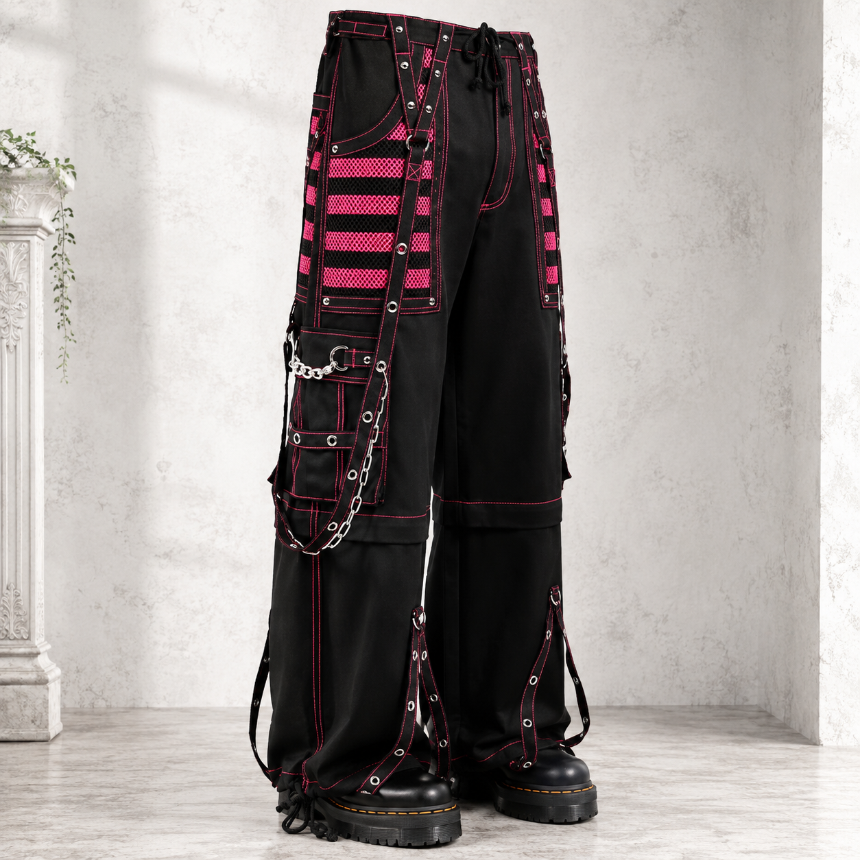 Gothic Extreme Bondage Skater Gothic Punk Rocker Cyber Goth Steampunk Biker Pant