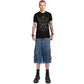 Extreme Bondage Light Blue Denim Shorts Skater Gothic Punk Rocker Cyber Biker Blue Dagger Shorts Handcuff