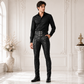 Men Syndicate Trousers Pants Steampunk Black Brocade Vintage Gothic Victorian