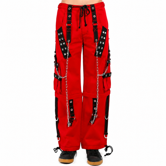 Gothic Bondage Handmade Men Pant Alternative Punk Rock Transformer Trouser Red Baggy/ Pants