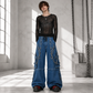 Extreme Bondage Light Blue Denim Pants Skater Gothic Punk Rocker Cyber Biker Black Dagger Trouser Pant Shorts With Handcuffs Hardware
