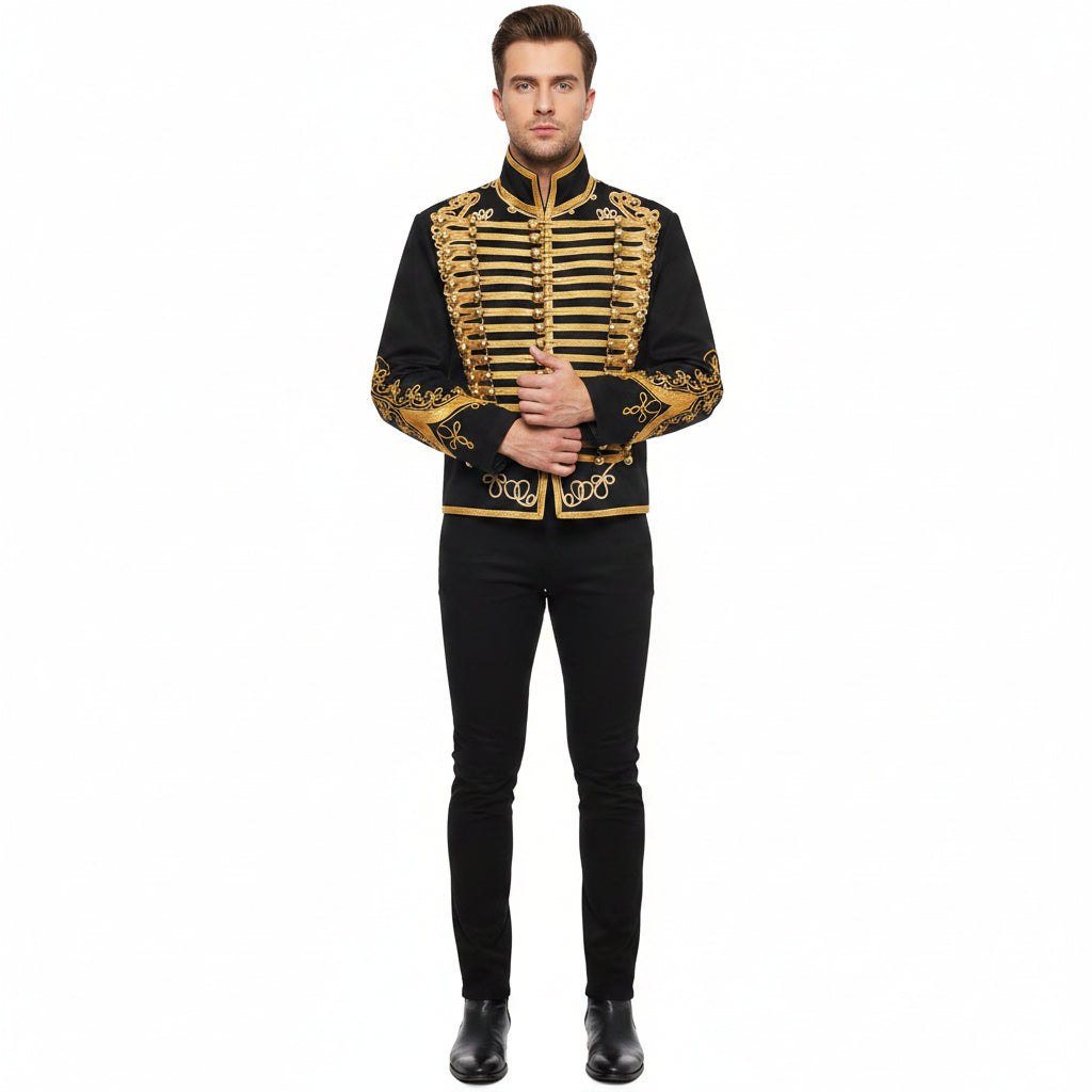 Men’s Adam Luxe Military Drummer Jacket – Black Parade Hussar Style
