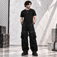 Men's Black Gothic Punk Pants With Straps Fleece Pants Alternative Wears
