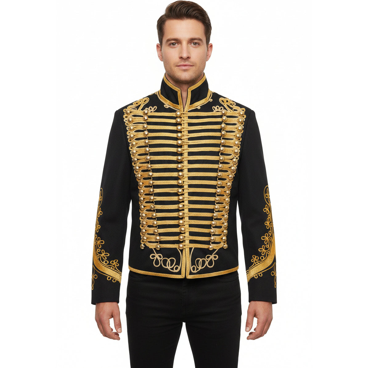 Men’s Adam Luxe Military Drummer Jacket – Black Parade Hussar Style