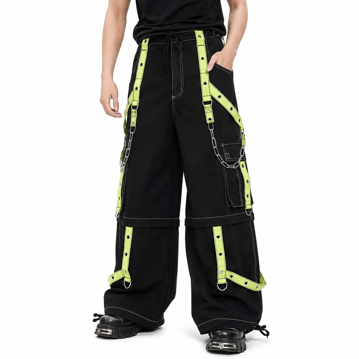 Prime Quality Handmade Gothic Bondage Men Pant Alternative Punk Rock Limelight Symbol Emo Trouser Pant Shorts USA