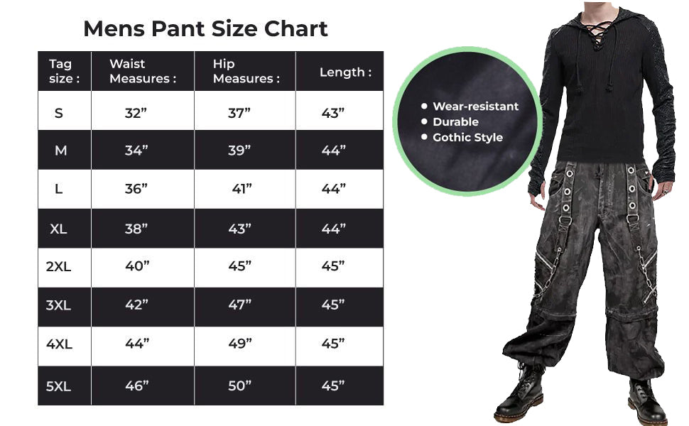 Prime Quality Bondage Gothic Wax Cotton Men's Cyber Rave Techno Jeans Punk Shorts Biker Pants USA