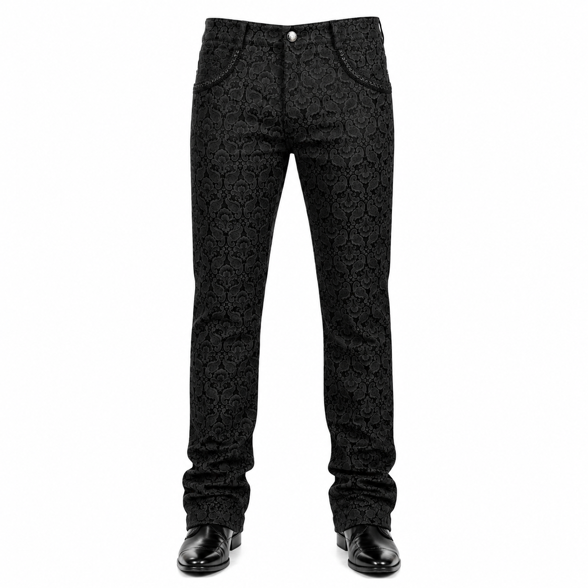 Men Trousers Pants Black Brocade Steampunk VTG Vintage Gothic Victorian