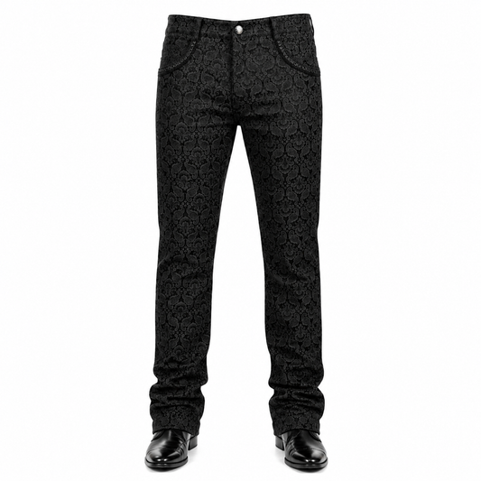 Men Trousers Pants Black Brocade Steampunk VTG Vintage Gothic Victorian