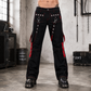 Prime Quality Gothic Men's Punk Goth Emo Bondage Star Black Red Pants