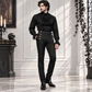 Prime Quality Men's Gothic Alastor Steampunk Black Brocade Dress Pants