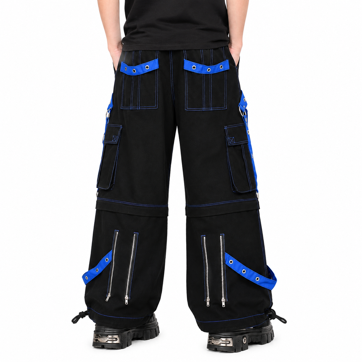 Bondage Gothic Men's Cyber Rave Techno Jeans Punk Shorts Biker Pants