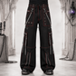 Men's Electro Bondage Gothic Red Stitch Rave Gothic Cyber Chain Goth Jeans Punk Rock Pants USA