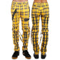Men Bondage Straps Punk Yellow Plaid Jeans Pant Alternative Rebel Rock Emo Pant/USA