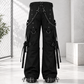 Gothic Bondage Cargo Rock Black Punk Buckle Zips Chain Strap Trousers Emo/ Pants