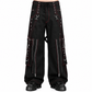 Gothic Mens Black Bondage Red Back Skull Punk Rock Pants