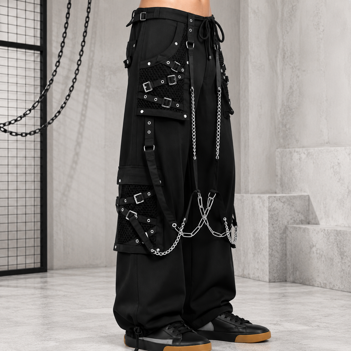 Goth Pant  Bondage Skater Gothic Punk Rocker Cyber Steampunk Biker Pant/Usa