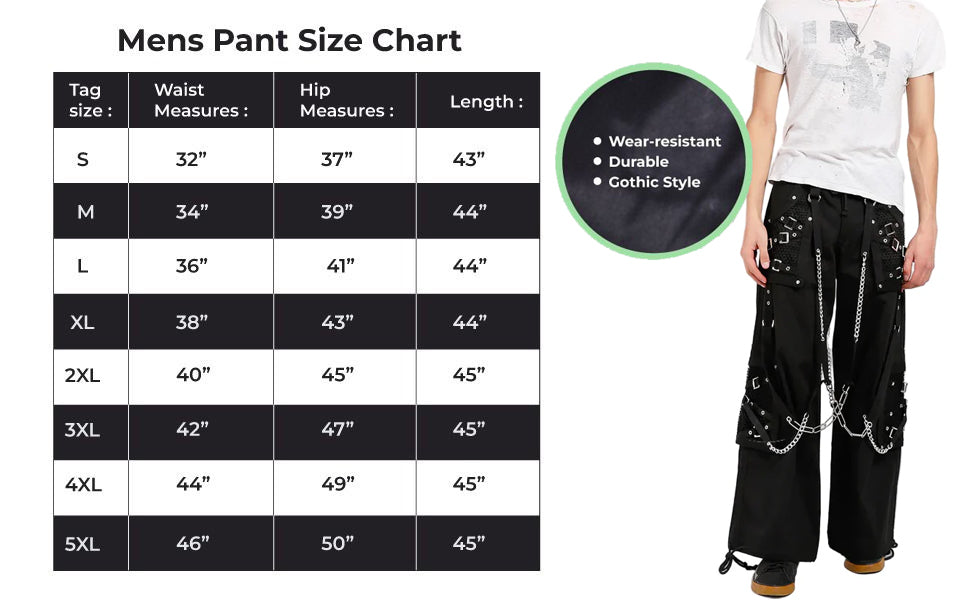 Goth Pant  Bondage Skater Gothic Punk Rocker Cyber Steampunk Biker Pant/Usa