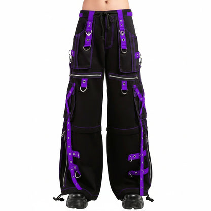 Gothic X-Strap Zip Off Pant Black/Purple