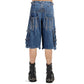 Extreme Bondage Light Blue Denim Shorts Skater Gothic Punk Rocker Cyber Biker Blue Dagger Shorts Handcuff