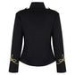 Women's Emo Punk Goth Napoleon Military Drummer Parade Jacket Black Gold