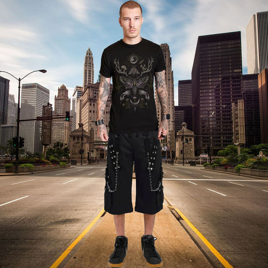 Gothic Dark Cuff Shorts Black