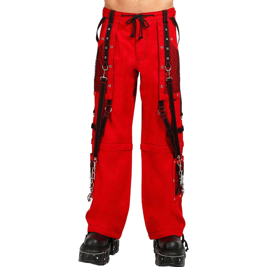 Gothic Bondage Steampunk Rocker Cyber Symbol Pants Red/Black