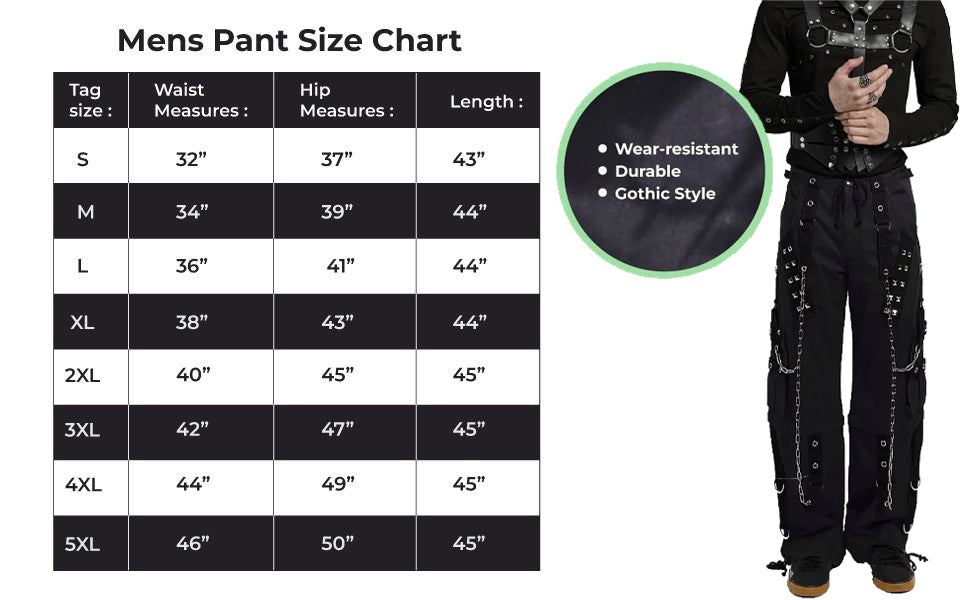 Gothic Dark Cuff Pants Black