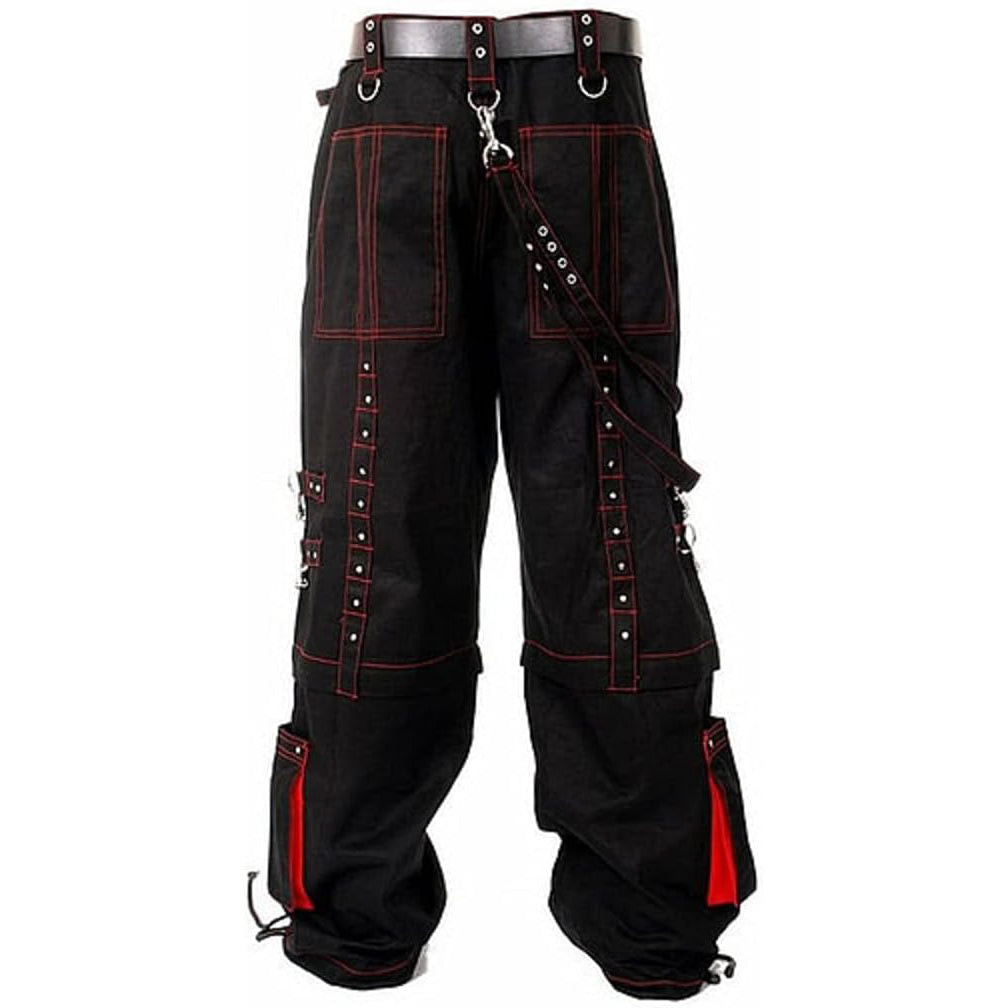 Men's Gothic Handmade Bondage Trouser Cyber Red Thread Shorts Metal Studs Trouser Pant/USA