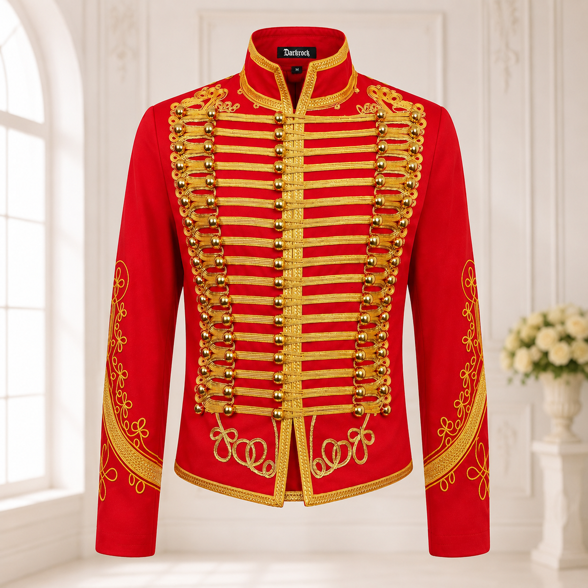 Men’s Adam Luxe Military Drummer Jacket – Red Parade Hussar Style
