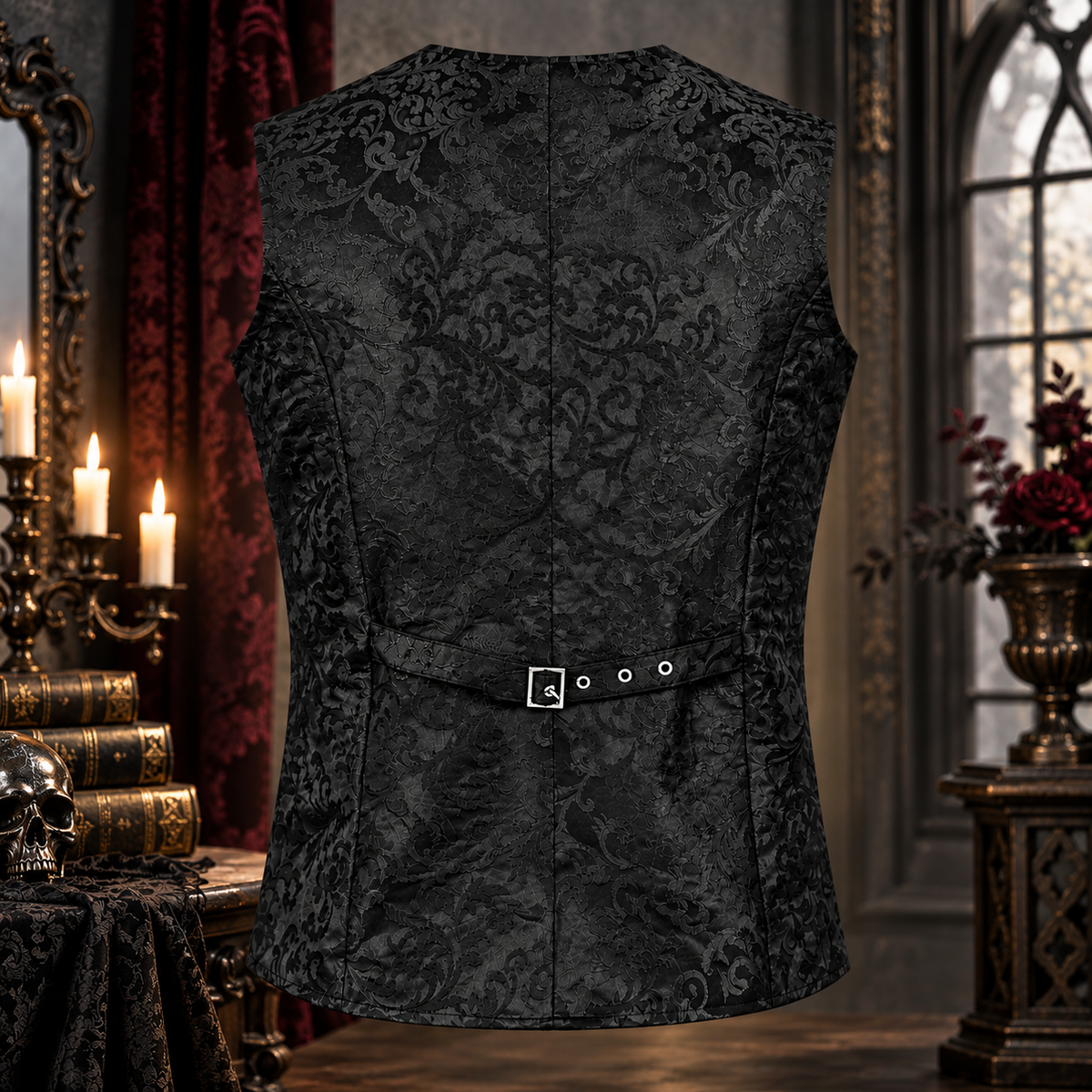 Men's Tailored Formal Waistcoat Gothic steampunk Brocade Victorian