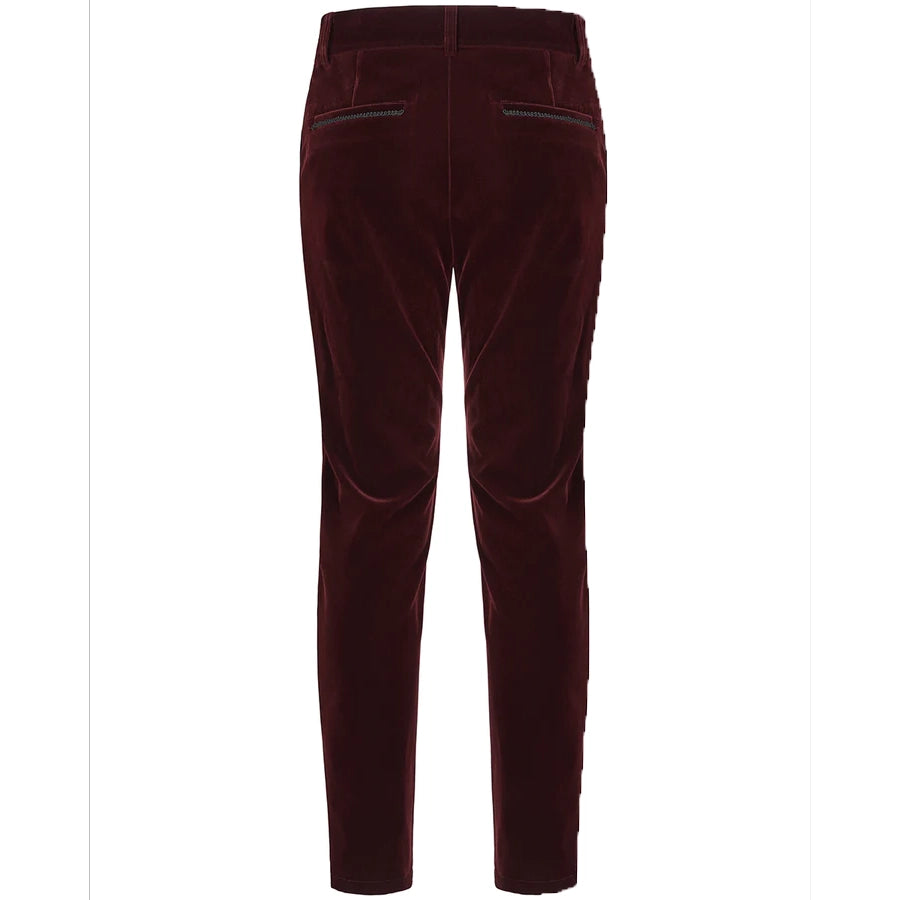 Men's Red Velvet Embroidery Gothic Regency Dress Pants /Velvet Pant
