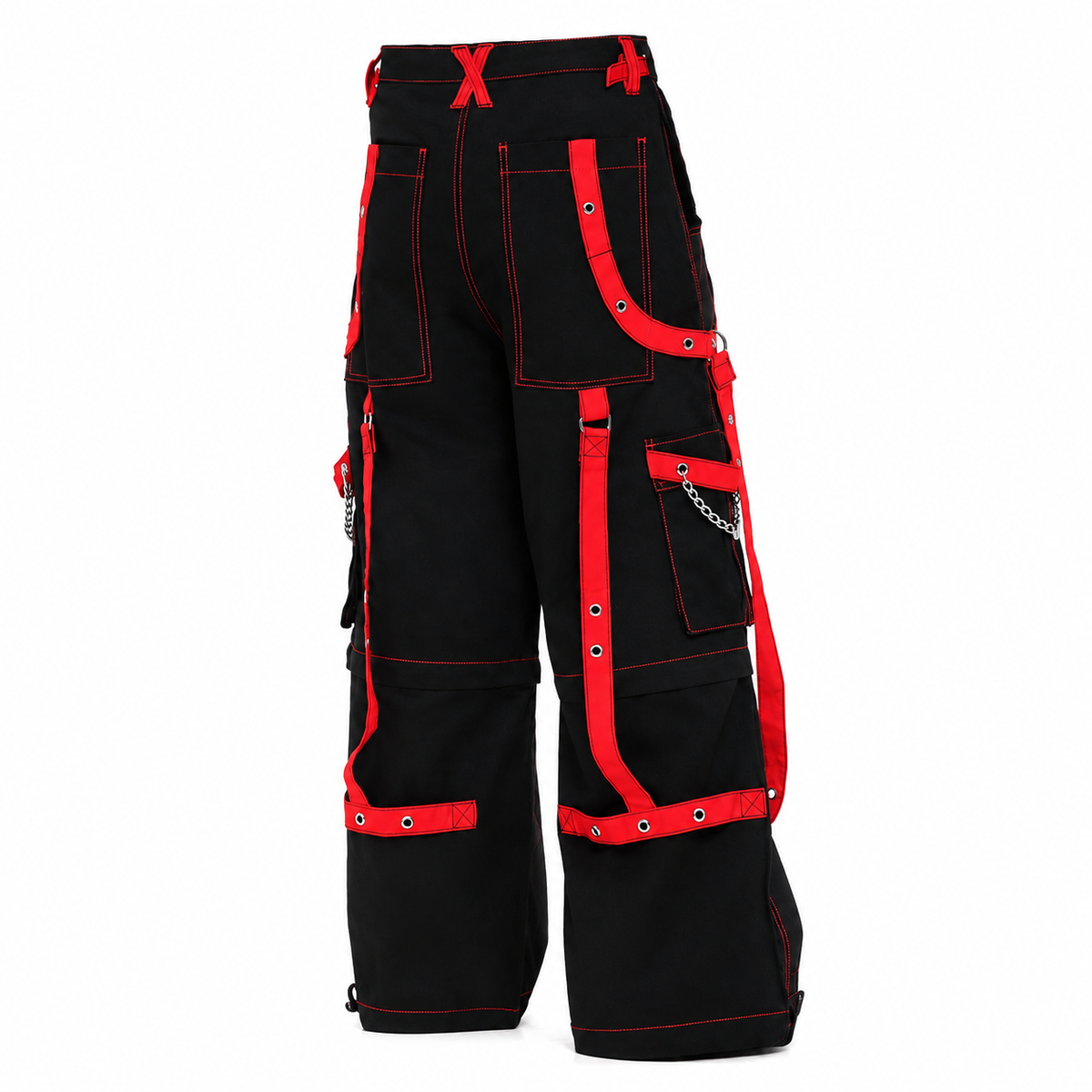 Prime Quality Handmade Gothic Bondage Men Pant Alternative Punk Rock Red/Black Emo Trouser Pant ShortsUSA