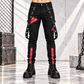 Men's Denim Red Zipper Stinger Jeans with Grommet Suspenders