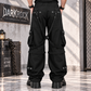 Men's Black Gothic Punk Pants With Straps Fleece Pants Alternative Wears
