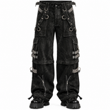 Gothic Black & Amp Grey Overdyed Zip Off Pants