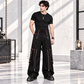 Gothic Mens Black Bondage Red Back Skull Punk Rock Pants