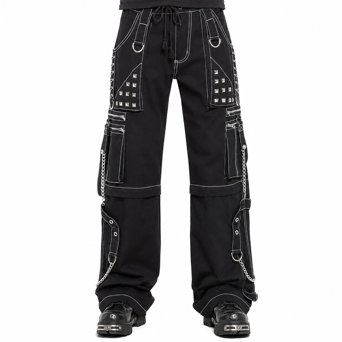 Prime Quality Gothic Men's Black Bondage Gothic Cyber Pant Chain Techno Rock Punk Shorts Trouser Pants USA