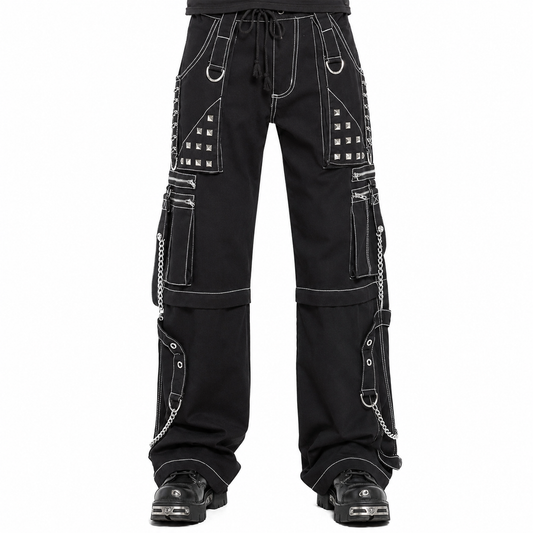 Prime Quality Gothic Men's Black Bondage Gothic Cyber Pant Chain Techno Rock Punk Shorts Trouser Pants USA