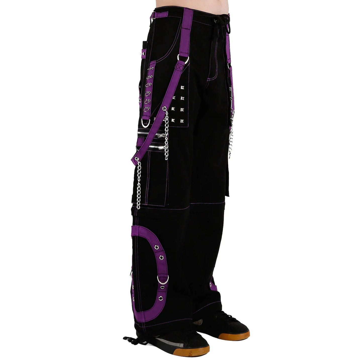 Men's Black Purple Bondage Gothic Cyber Chain Techno Rock Punk Trouser Pants Usa