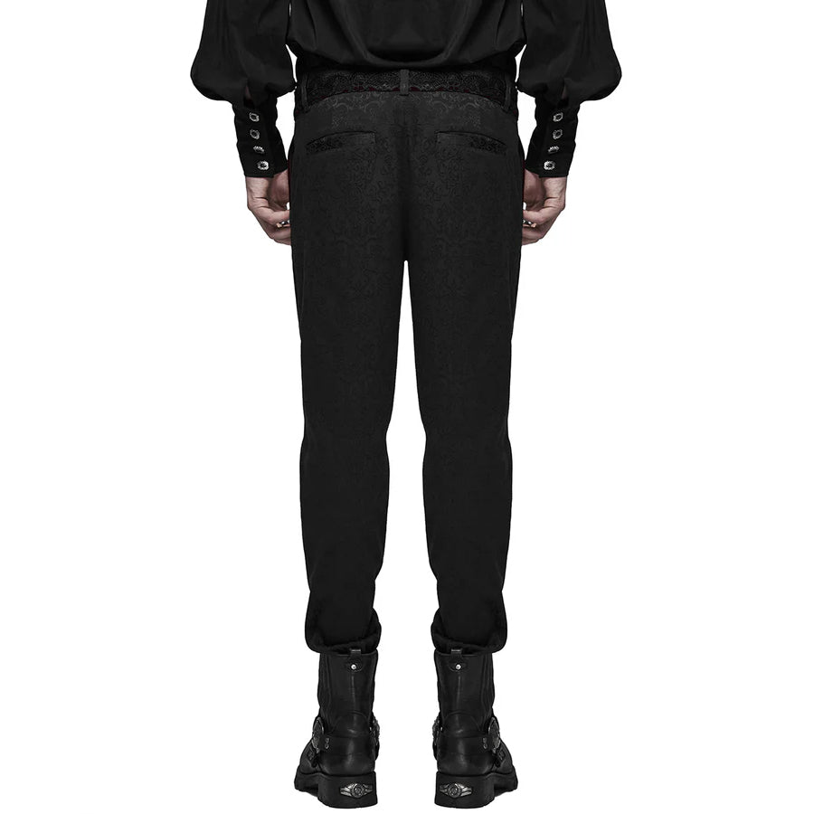 Gothic Men's Pants Trousers Black Brocade Maroon Velvet Steampunk VTG Vampire