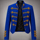 Men's Vintage Royal Blue Military Jacket Gold Braided Hussar Parade Jacket Victorian Gothic Steampunk Band Uniform Coat
