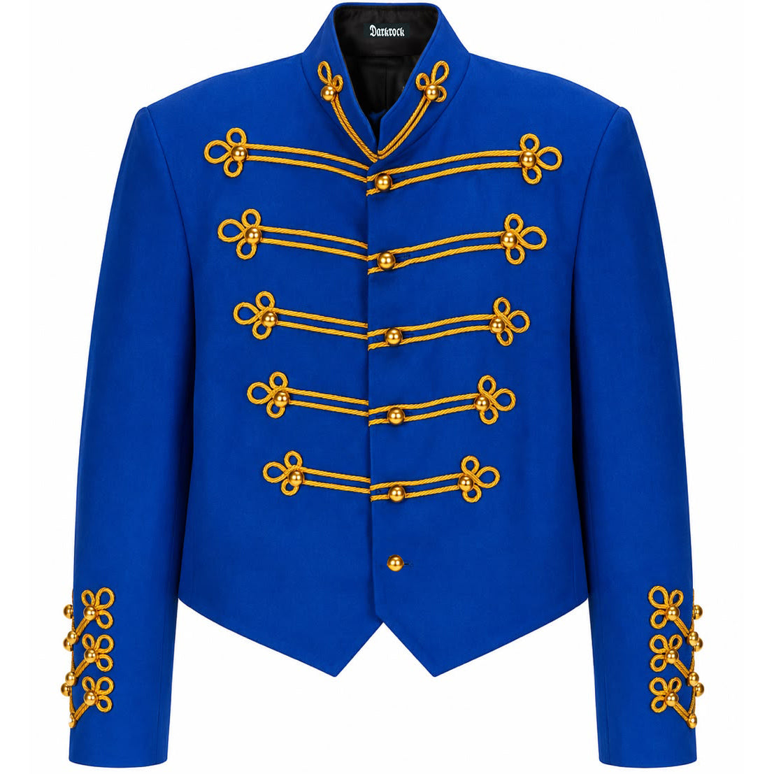 Men's Vintage Royal Blue Military Jacket Gold Braided Hussar Parade Jacket Victorian Gothic Steampunk Band Uniform Coat