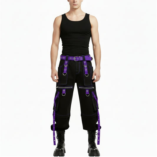 Gothic X-Strap Zip Off Pant Black/Purple