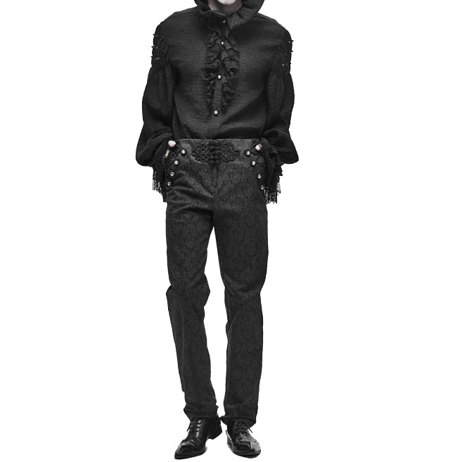 Devil Fashion Mens Gothic Steampunk Dress Pants Trousers Black Victorian Damask