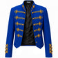 Men's Vintage Royal Blue Military Jacket Gold Braided Hussar Parade Jacket Victorian Gothic Steampunk Band Uniform Coat