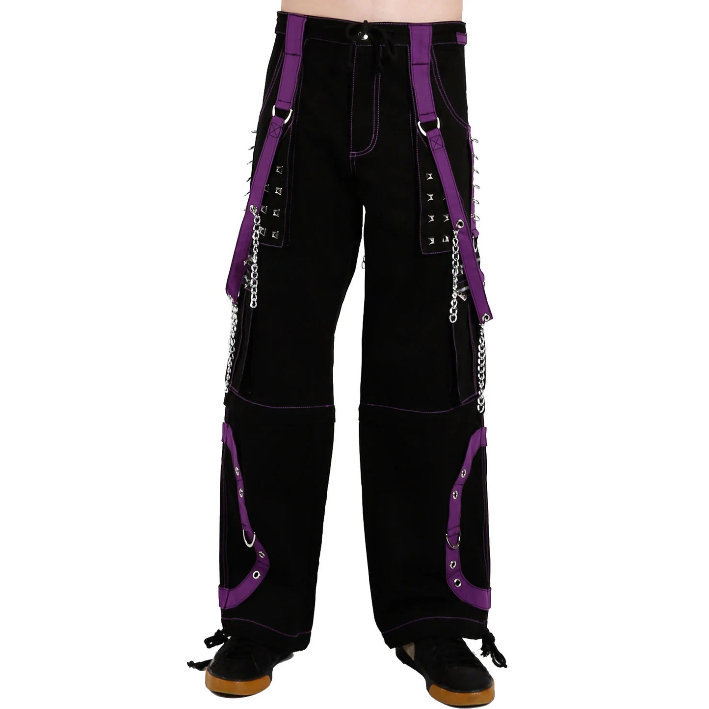 Men's Black Purple Bondage Gothic Cyber Chain Techno Rock Punk Trouser Pants Usa