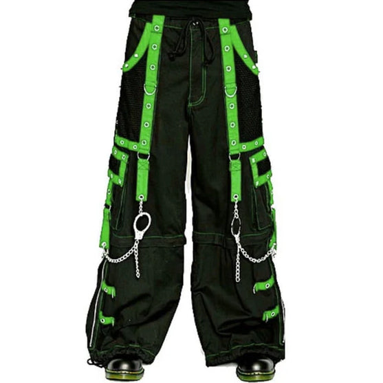 Gothic Men's Handmade Handcuff Green Bondage Cyber Chain Pant