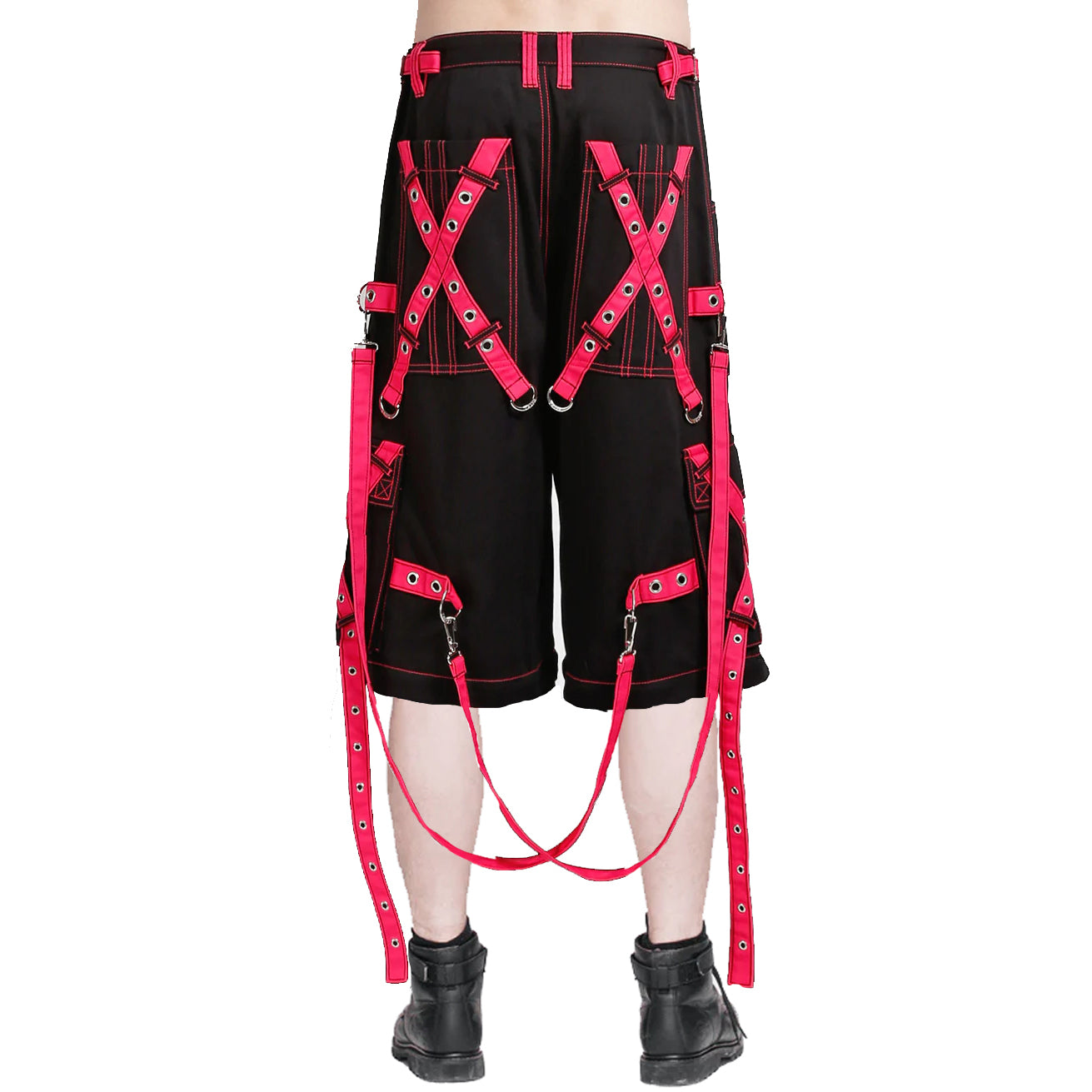 Gothic X-Strap Short Black/Pink